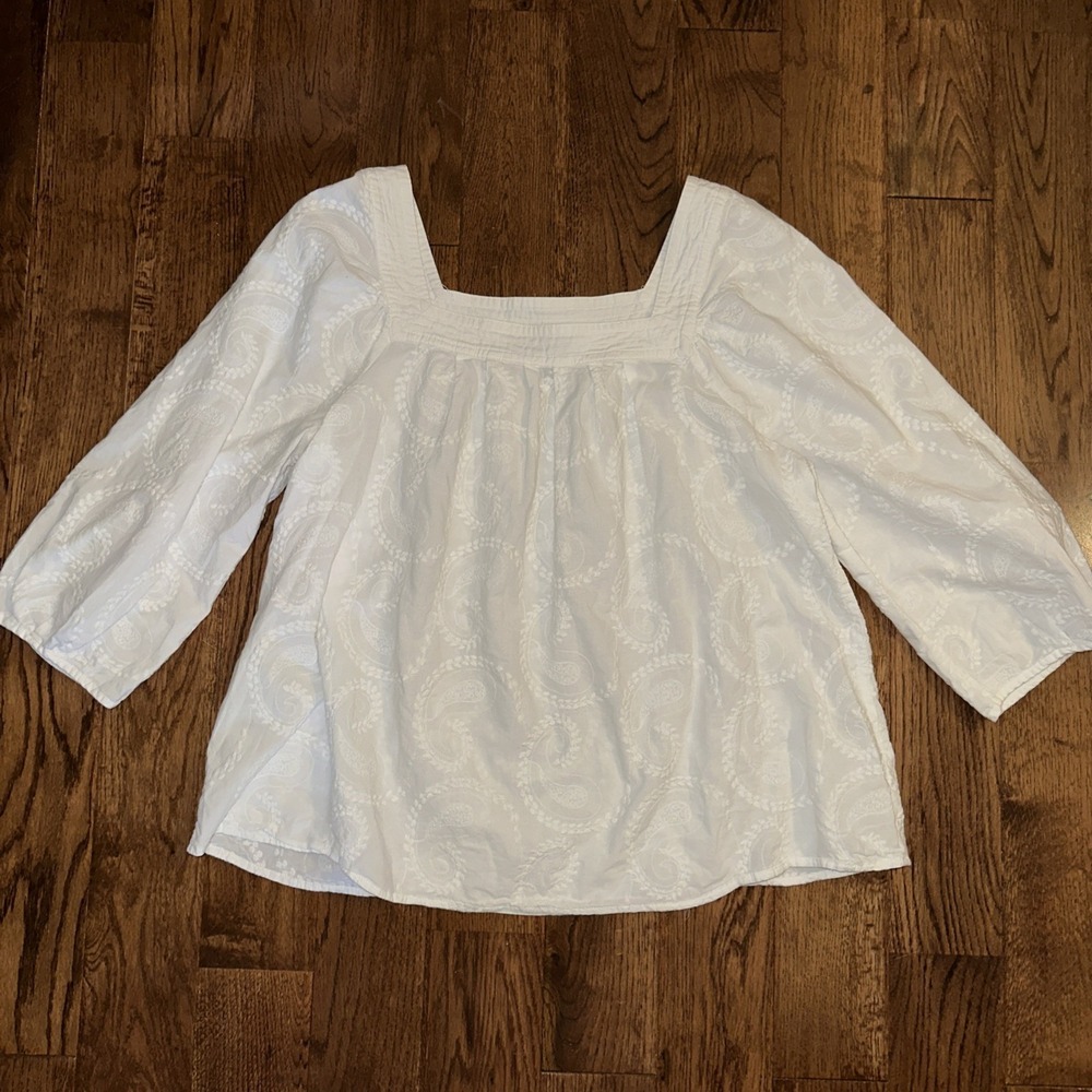 Laundry By Shelli Segal‎ White Blouse Top Size Large